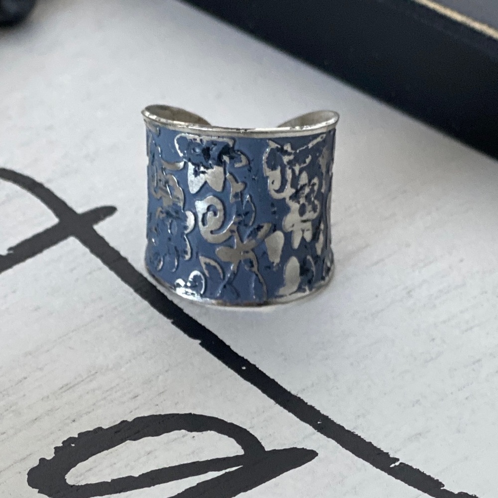 Navy and Silver Anju Adjustable Ring
